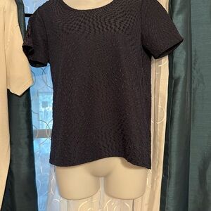 Elegant Black Textured Short Sleeve Top